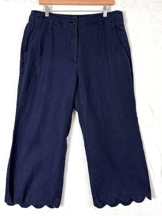 Chicos Pants - CHICOS Linen Scallop Hem Summer Coastal Resort Office Classic Fit Crop Pants 2.5